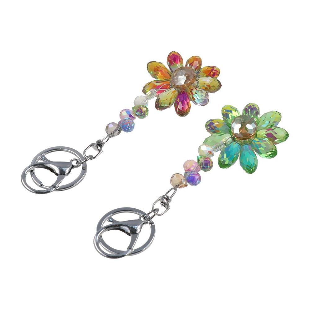 Sun Catcher Crystal Pendant Sunflower Car Keyring Creative Rhinestone Flower Keychain  Bag Charm