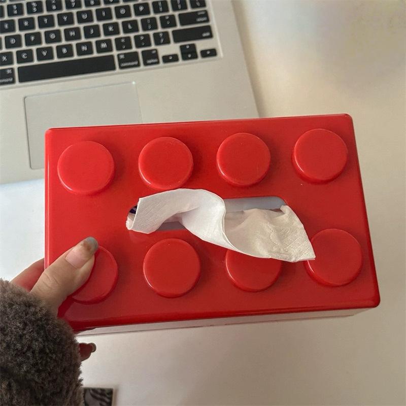 Building Blocks Tissue Box Creative Punch-Free Wall-Mounted Tissue Box Spring Paper Towel Holder Bathroom Waterproof Tissue Box
