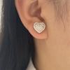 Stylish and Exquisite Geometric Love-shaped Copper Inlaid Zircon Full Diamond Women's Stud Earrings Earrings Jewelry