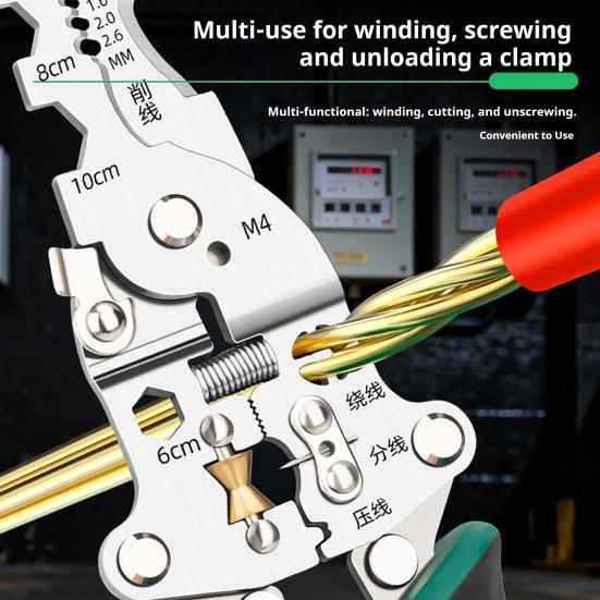 Multi-function Wire Stripper Electricity Tester Folding Wire Stripping Pliers Crimper Cutter Ergonomic Handle Portable