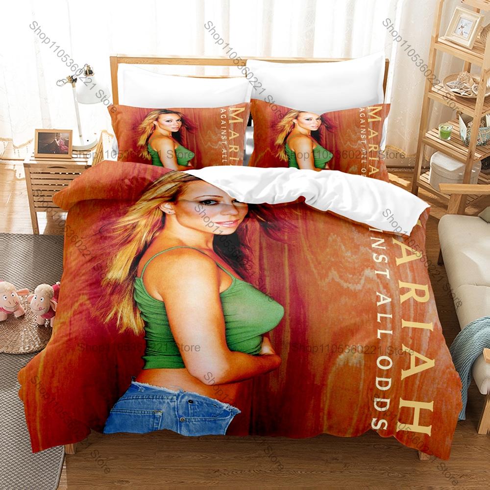 Iconic Singer Mariah Carey Bedding Set It’s Time Christmas Tour Aesthetic Signature Zipper Soft Fabric Decor Mariah Carey Lovers
