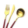 5Pcs Gold Dinnerware Cutlery Set Knife Cake Fork Tea Spoon Dinner Tableware Stainless Steel Flatware Home Kitchen Silverware Set