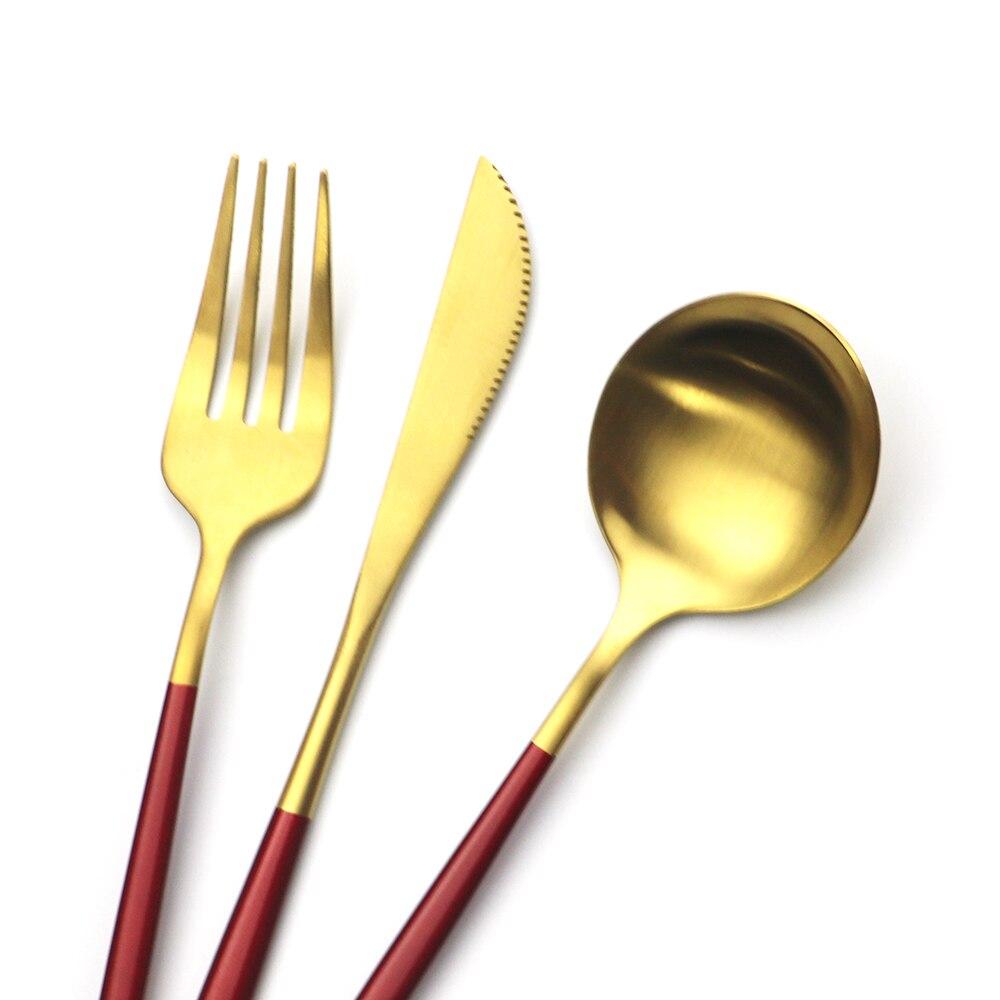 5Pcs Gold Dinnerware Cutlery Set Knife Cake Fork Tea Spoon Dinner Tableware Stainless Steel Flatware Home Kitchen Silverware Set