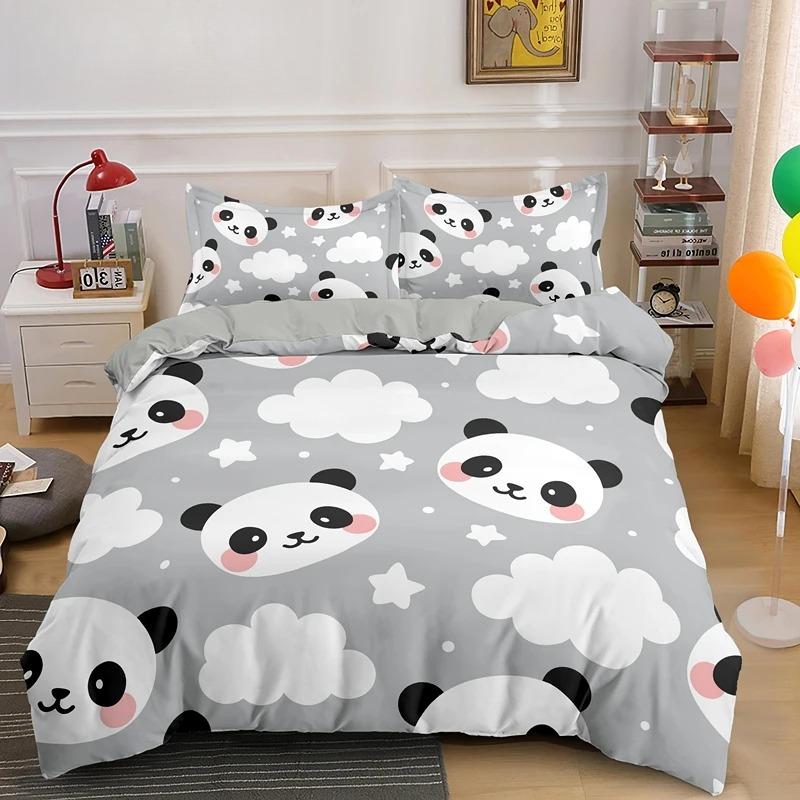 Panda Printed 2/3pcs Bedding Set Bamboo Duvet Cover for Adult Child Bedclothes and Pillowcases Comforter Covers Bed Sets King