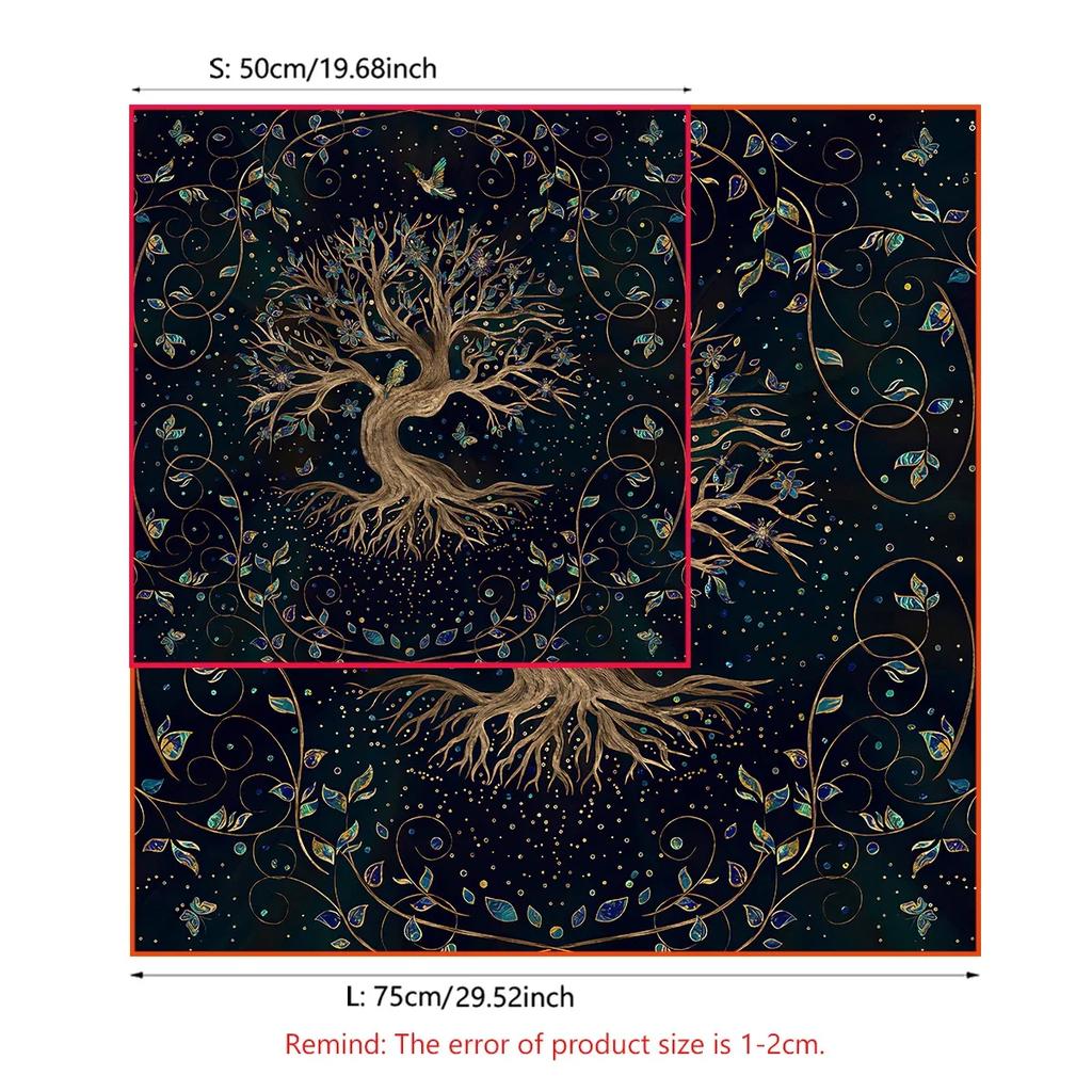 Lebensbaum Tarotkarte Tischdecke Mondphase Pflanzen Tischdecke für Tarot Hexe Wicca Altar Tuch Divination Tuch Kartenunterlage
