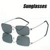 Fashionable Ultra-Light Square-Frame Unisex Sunglasses Metal-Frame Sun-Blocking Retro Driving Sunglasses Outdoor Travel Eyewear
