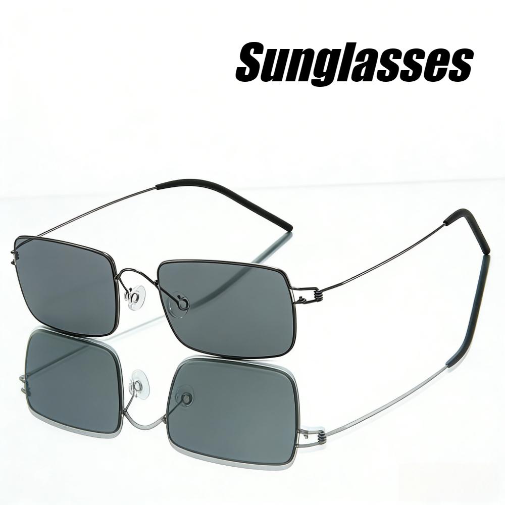 Fashionable Ultra-Light Square-Frame Unisex Sunglasses Metal-Frame Sun-Blocking Retro Driving Sunglasses Outdoor Travel Eyewear