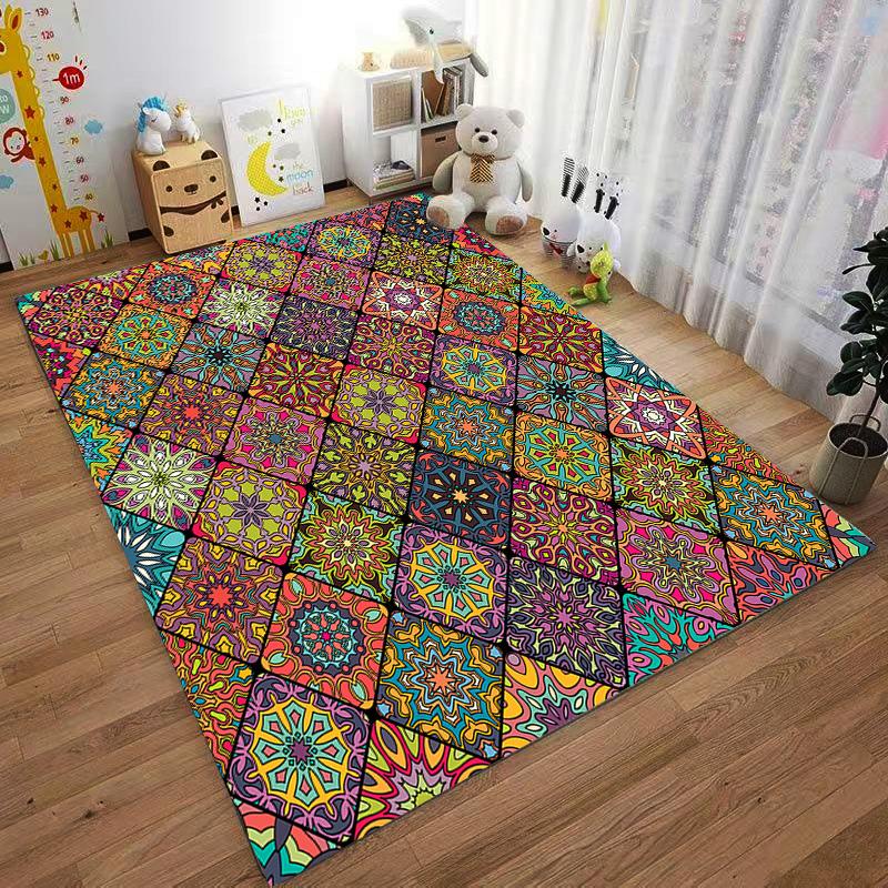 Colorful Geometric Pattern Rug for Vibrant Spaces Suitable for use as an anti-slip game mat for living room and bedroom sofas