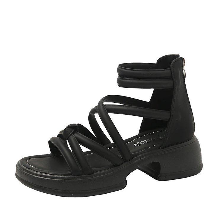 Sandals women's summer wear 2025 new platform Roman shoes fairy style with skirt thick heel beach cool slippers