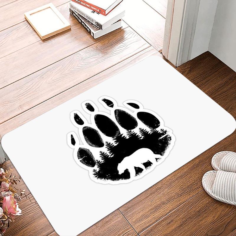 Creative Silhouette of Bear Paw Printing Non-Slip Waterproof Doormat Easy Clean Entrance Floor Mat Home Decor Durable So Fashion