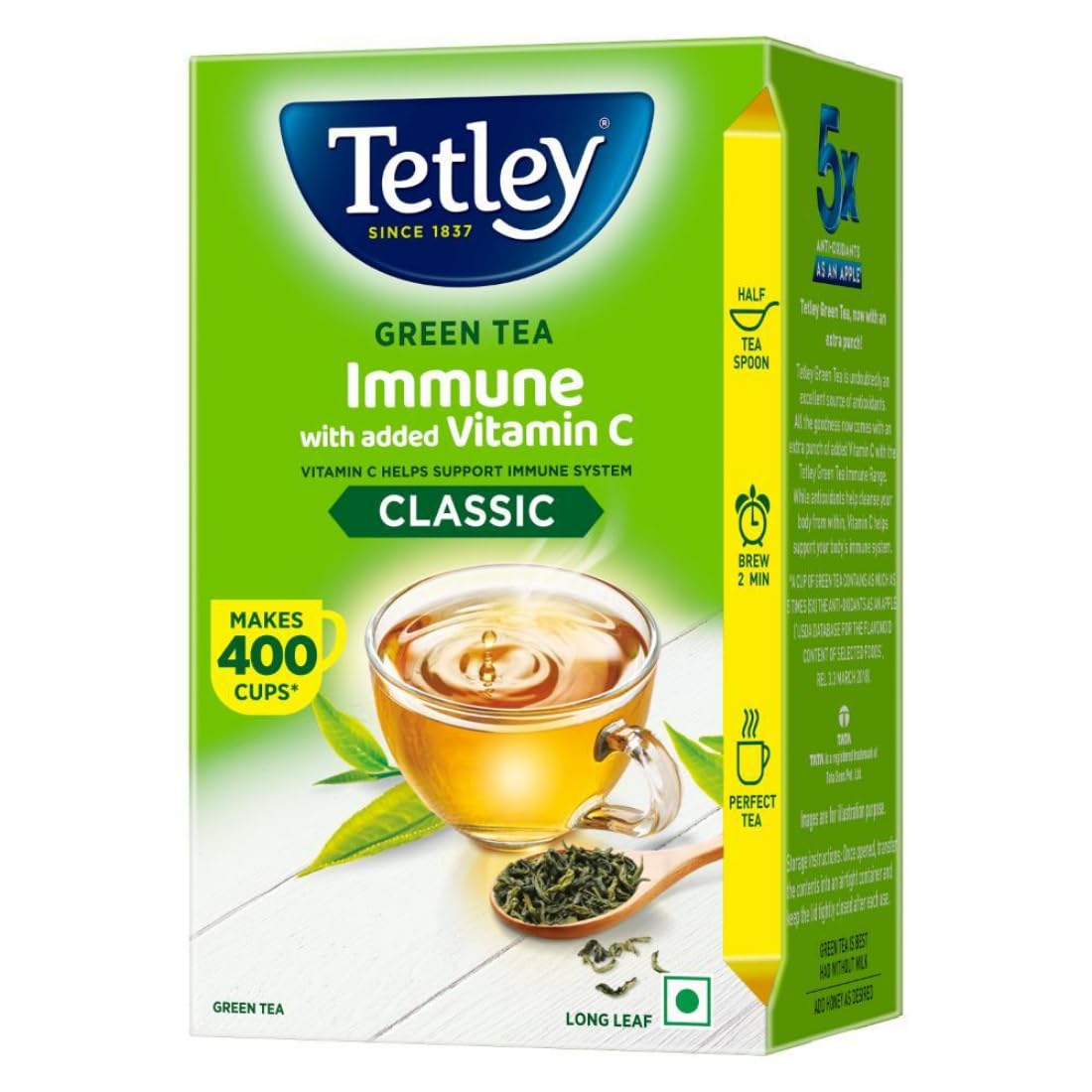 

Чай зеленый листовой рассыпной Tetley 500 г Упаковка Классический вкус Мягкий нежный вкус 400 чашек Богат антиоксидантами