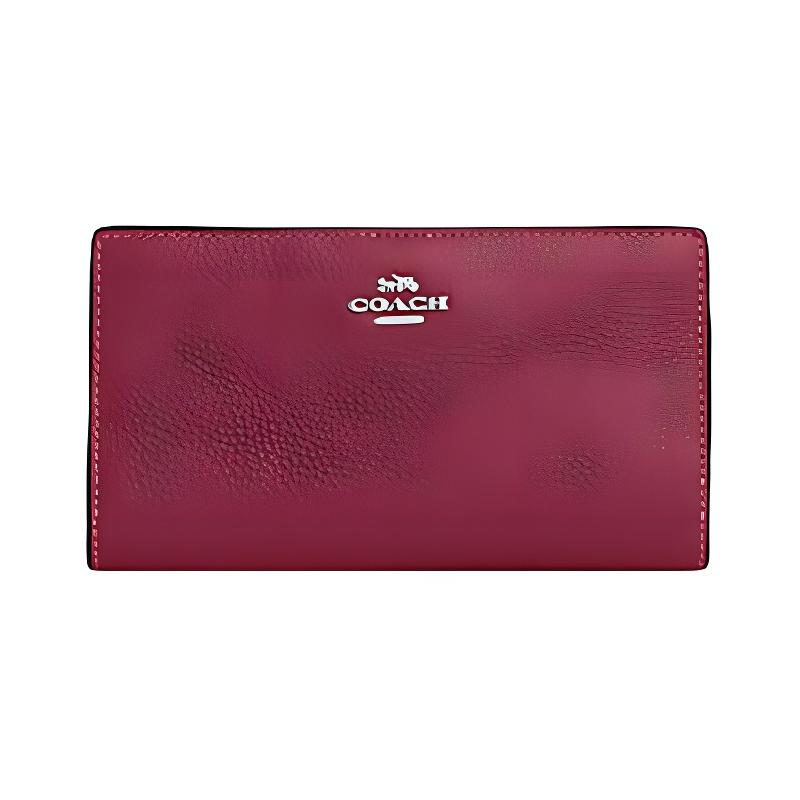 

COACH 18 Fashionable simple solid color pebbled leather wallet women s bright purple фіолетовий
