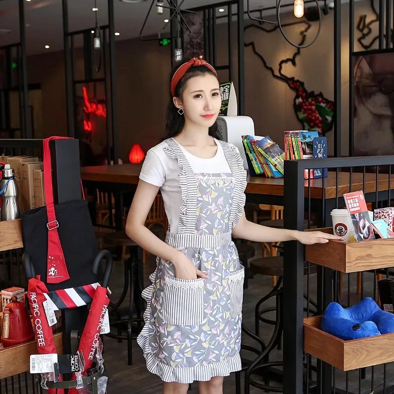 1pcs Dirty Resistant Sleeveless Print Apron Cotton Kitchen Bib with Adjustment Belt for Cooking Cleaning Home Use
