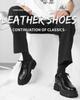 Casual Leather Shoes Autumn New Black Daily Shoes Thick Sole Heightening Small Leather Shoes Pure Black