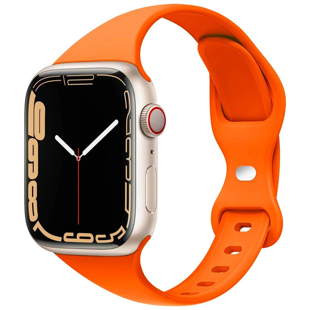 Slim Silicone Strap For Apple Watch Band 45mm 44mm 40mm 41mm 42-38mm sport bracelet iwatch series 8 7 se 3 4 5 6 9 ultra 2 49mm