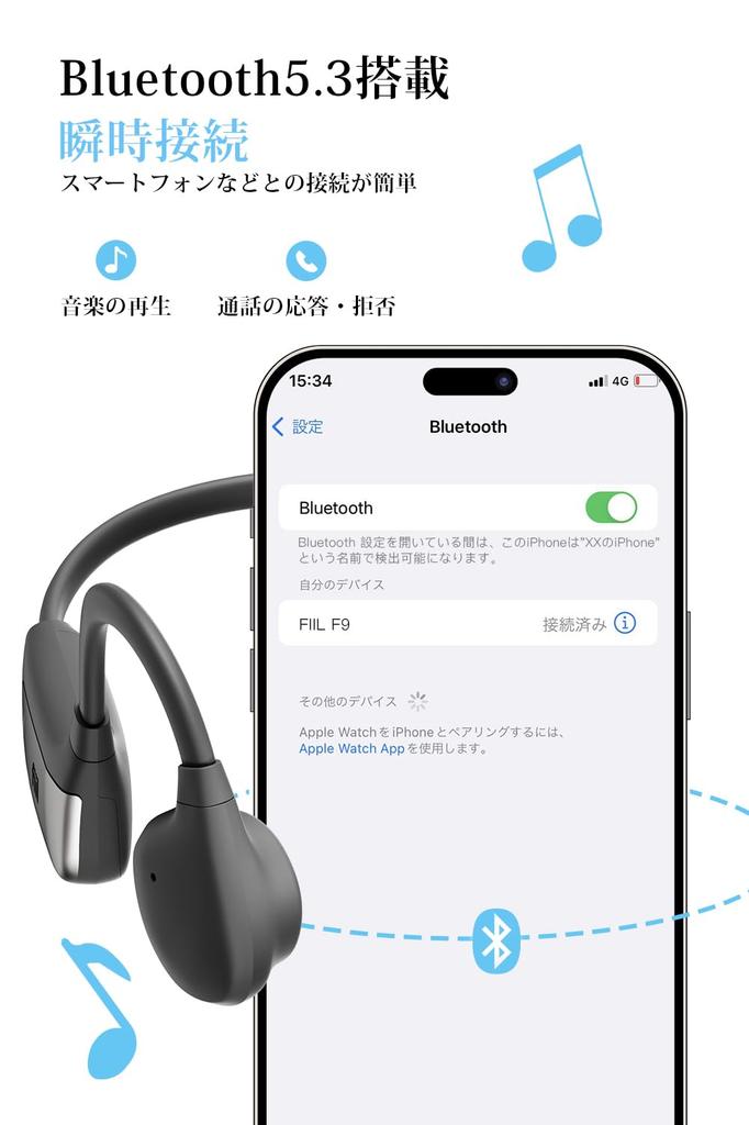FIIL Sluchadlo s kostním vedením pro seniory, Bluetooth 5.3, Redukce hluku bez vložení do ucha, 5 úrovní hlasitosti, 4 režimy, Redukce hluku, Binaurální použití, Ma