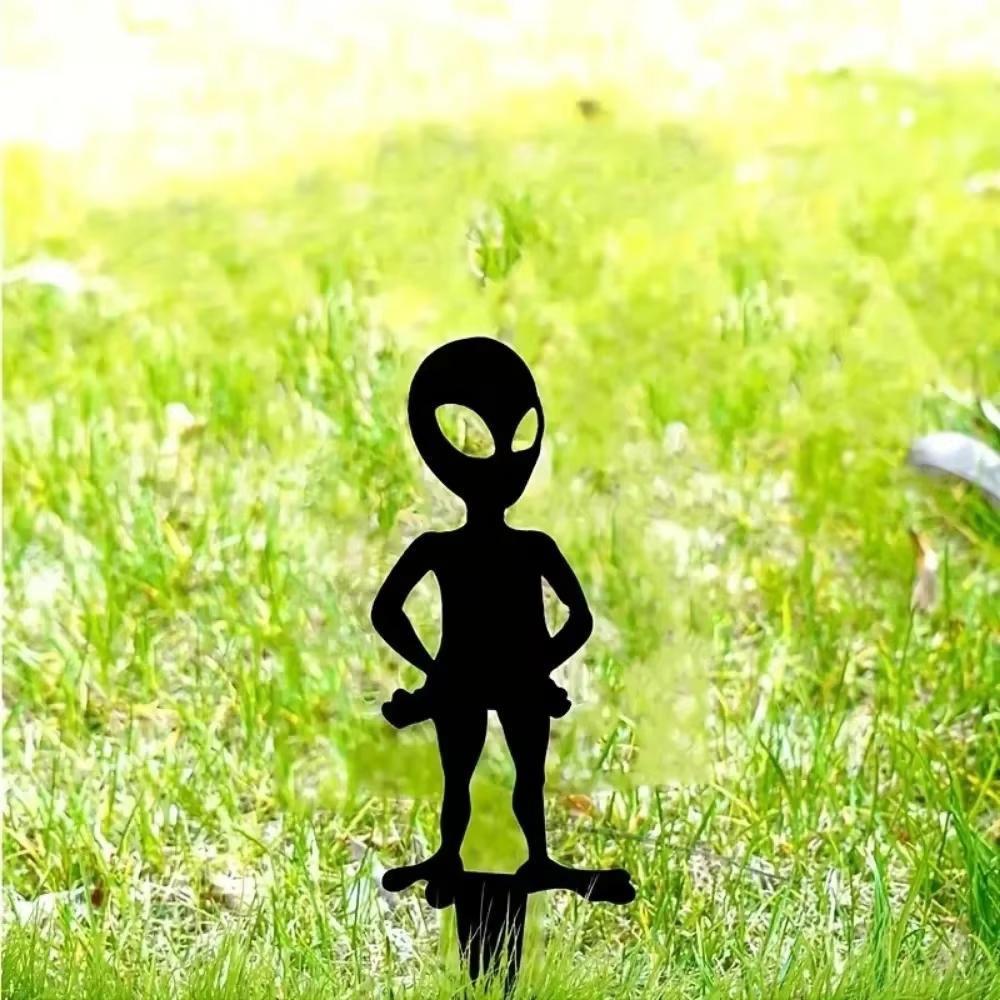 Estaca de Jardín con Silueta de Alien Abstracto - Decoración Metálica para Exteriores del Día del Padre. Arte para Césped para Jardín, Patio, Macizo de Flores.
