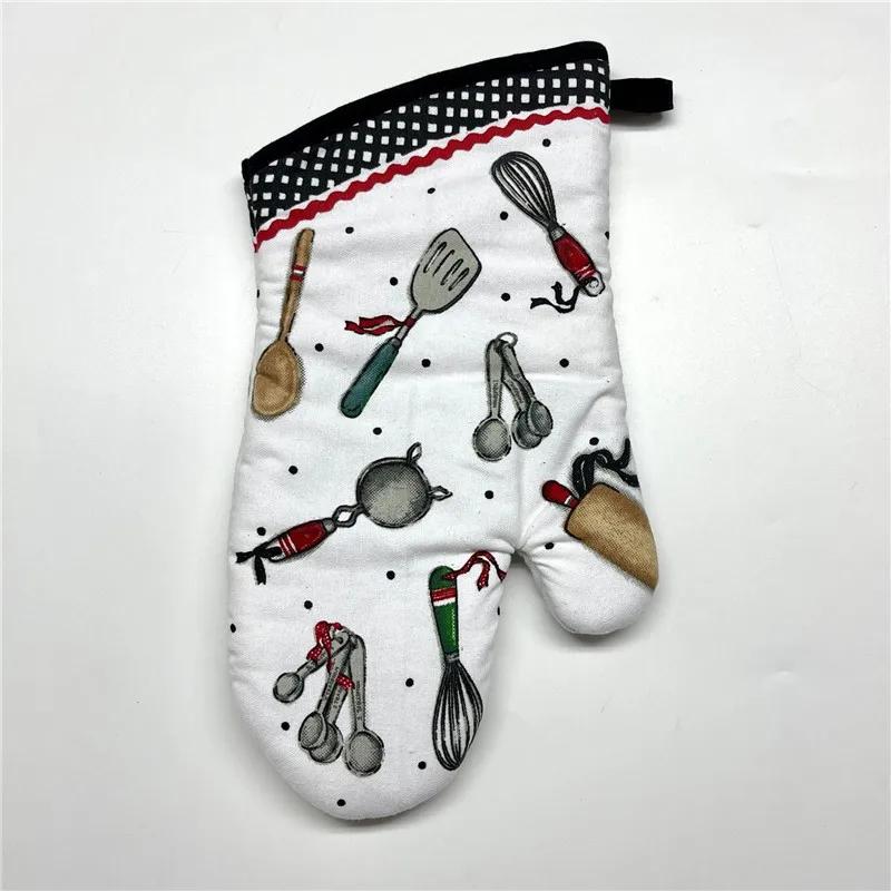 1Pc 18x33cm Cotton Retro Printed Thicken Kitchen Baking Oven Mitts Anti-Hot Microwave Insulation Glove Pad