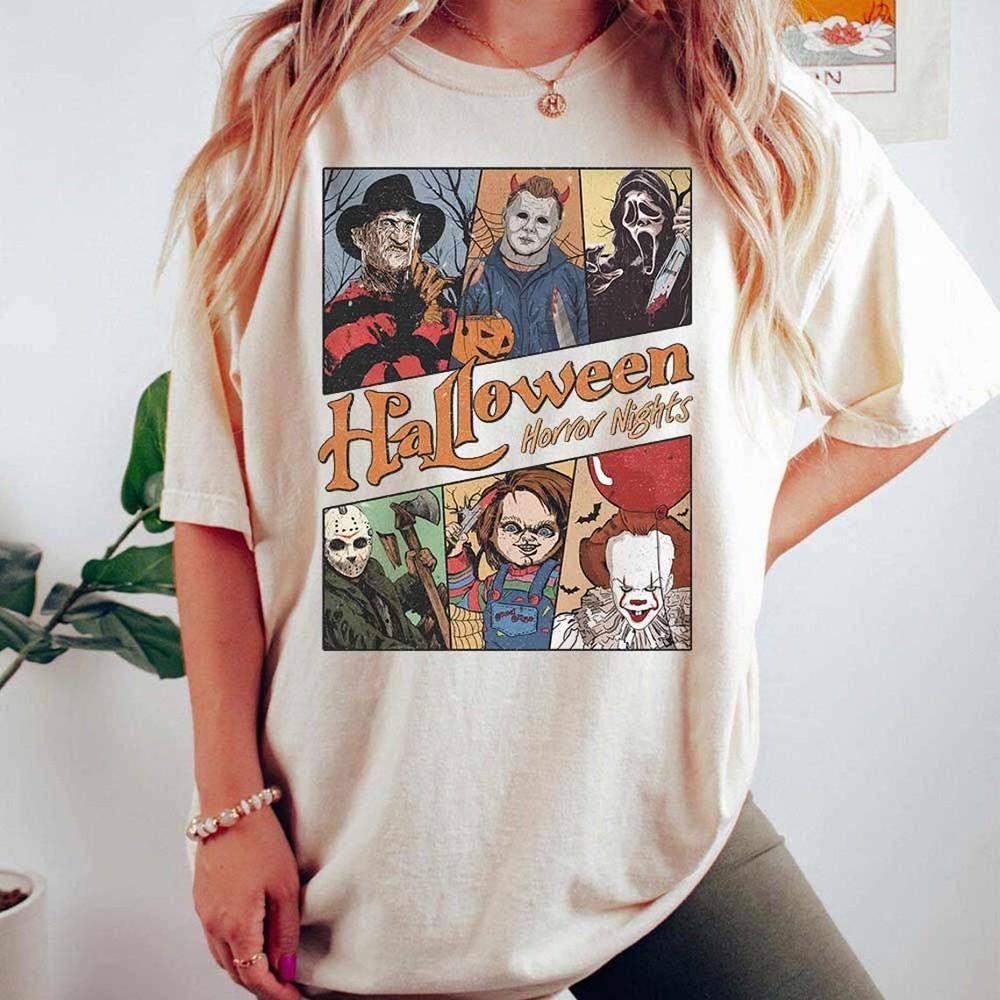 Retro Horror Characters Halloween Shirt Horror Movie Halloween Horror Nights Unisex T-Shirt M
