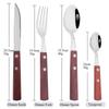 6/24Pcs 304 Stainless Stee Cutlery Set Luxury Wooden Handle Dinnerware Flatware Set Kitchen Western Knife Spoon Fork Tableware
