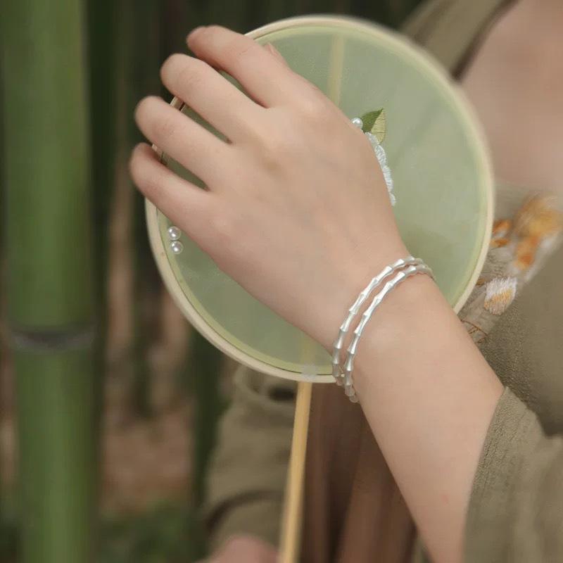 Bamboo Bracelet Women Ins Literary Small Fresh Retro Bracelet Opening Niche Hand Jewelry Gift
