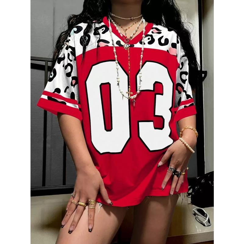 Fashion Leopard 3D Print T-shirt Trendy Women Clothing Casual Sport V-neck Short Sleeve T-Shirt Women Loose Tees Streetwear Tops