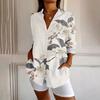 Damen Hemd mit Knöpfen Langarmhemden für Damen Druckgrafik Bluse Top