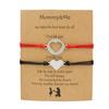 1 Pair Mother Daughter Bracelet Adjustable Woven Rope Casual Geometric All-match Decoration Back to School Gifts Hollow Love Heart Mommy Card Jewelry