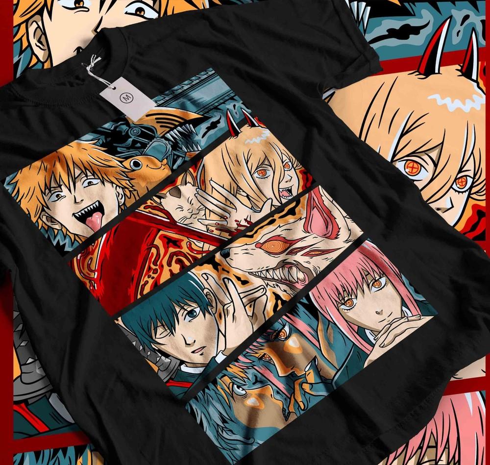Chainsaw Man New T-Shirt,Denji and Makima T-Shirt Men and Women All Size Black 596