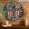 2D Flat, 1pc 7.87 Round Metal Sign | Patriotic Army Boots & Cross Iron Wall Art | Vintage Style, Wall Hanging, Suitable for Indoor & Outdoor Use in