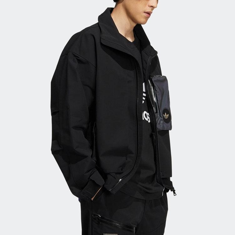 adidas Originals Trefoil 3D Pocket Logo Half-Zip Woven Collar Jacket Men Jacket Black H58069