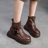 Johnature Breathable Hollow-out Boots Genuine Leather Lightweight Platform Sandals Thick Sole Women's Shoes