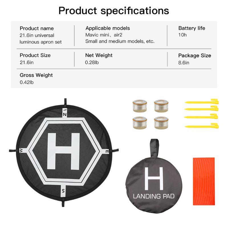 Luminous  Landing Pad 55cm Waterproof Parking Apron For -DJI for  1/2/for  Air 2/ 3  One