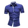 Summer Men's Lapel Button Up Short Sleeved Shirt Daily Casual Top