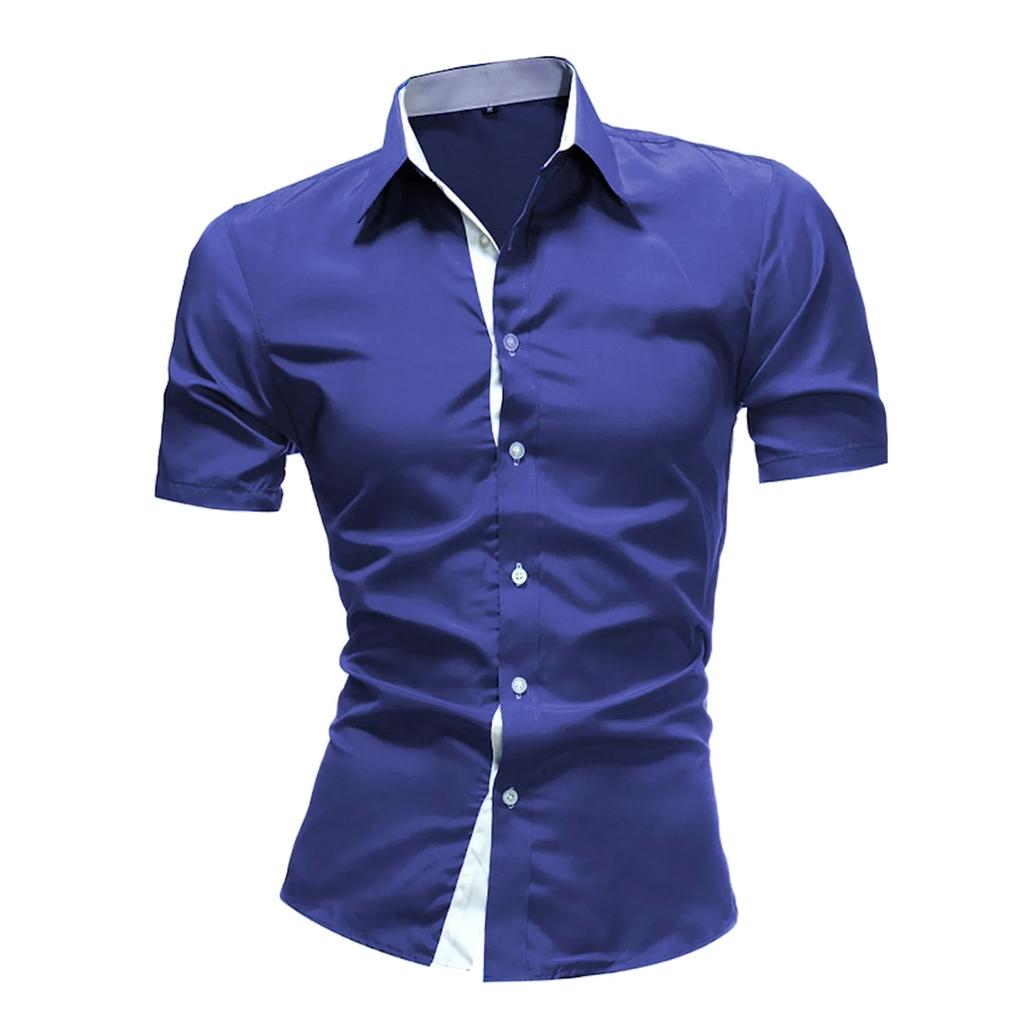 Summer Men's Lapel Button Up Short Sleeved Shirt Daily Casual Top
