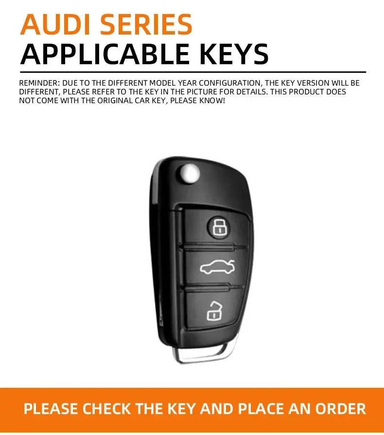 2026 Hot Zinc Alloy Leather Car Remote Control Key Case Cover Holder Shell For Qaz1 A3 8P 8V 8L S3 RS3 Custom LOGO Protected Keychain Bag