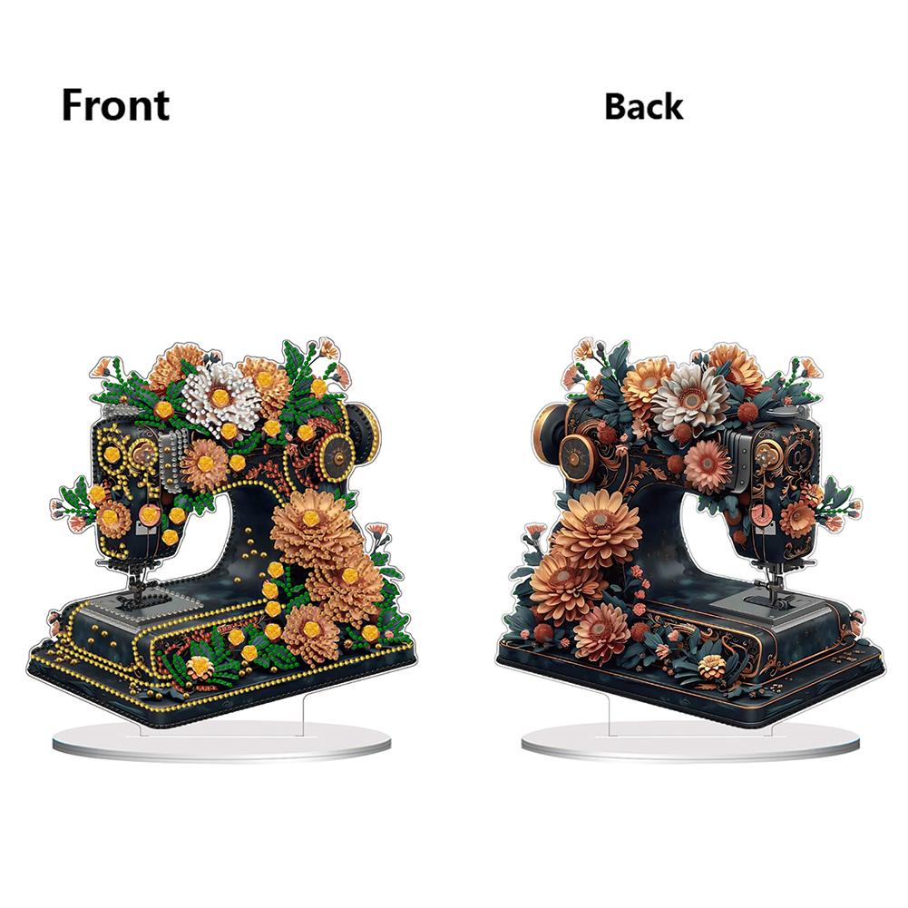 2D/Flat Sewing Machine DIY Desktop Diamond Art Kits 5D DIY Diamond Art Tabletop Decorations Diamond Painting Desktop Decorations
