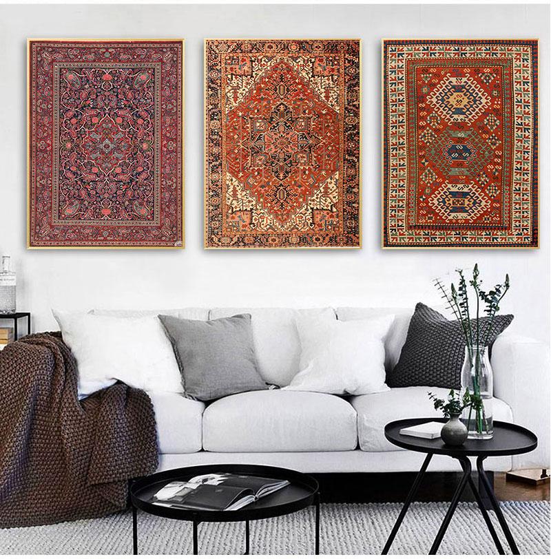 Oriental Rugs Pattern Vintage Posters and Prints Antique Persian Carpets Retro Wall Art Canvas Painting Pictures Home Decor No Frame