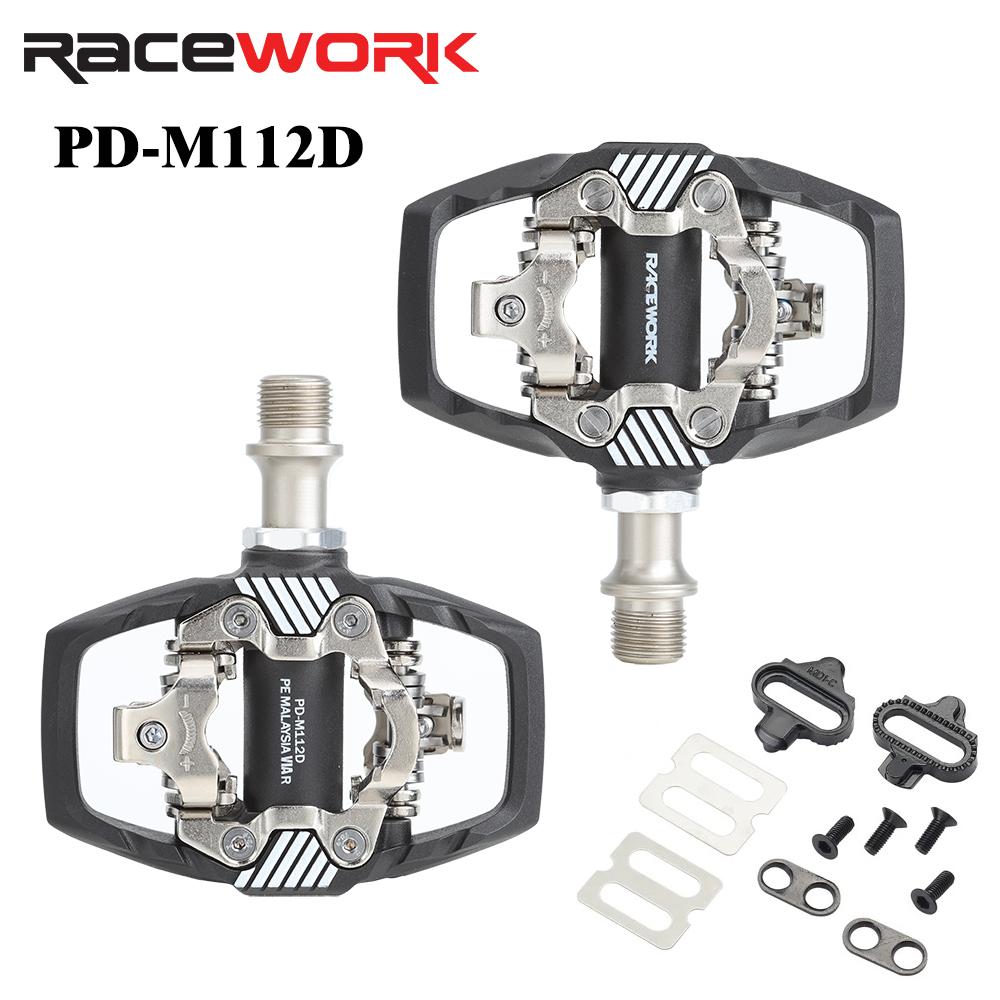 

RACEWORK MTB Bike Lock Pedal For Shimano SPD System Nylon Body + Chrome Molybdenum Steel Core Double-sided Locking Footrest белый