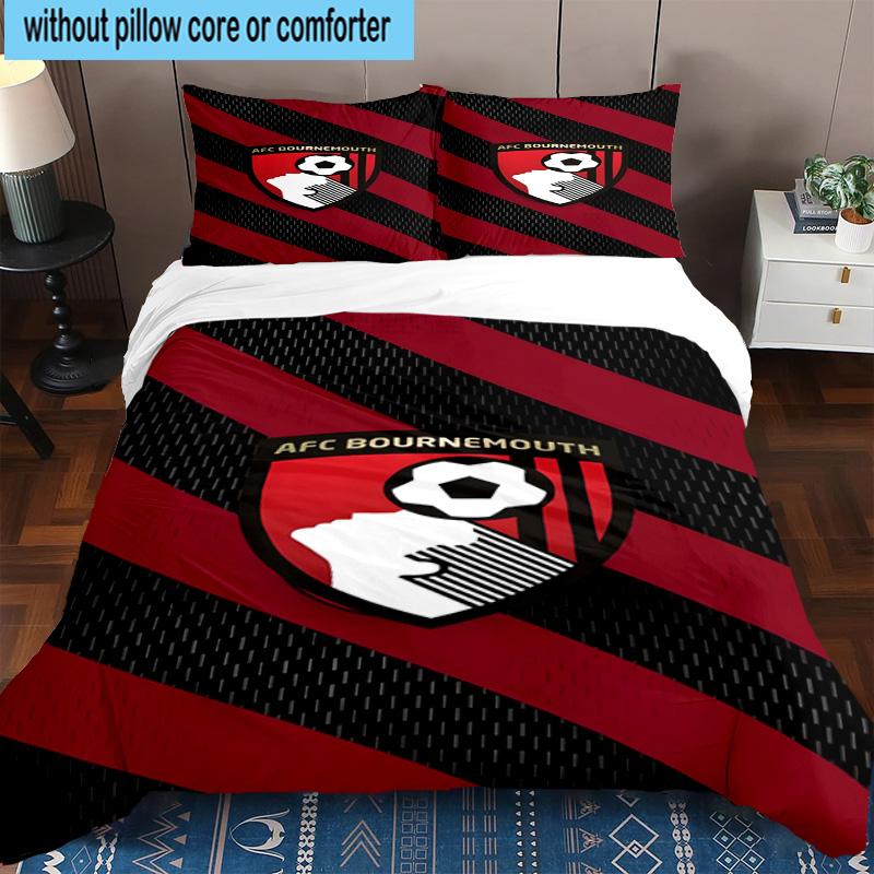 Set Biancheria da Letto Stampato con Stemma AFC Bournemouth 3 Pezzi Copripiumino Chiusura Include 1 Copripiumino e 2 Federe Set Biancheria da Letto Decorazioni per la Casa Regali