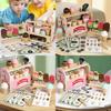 Pretend Kids Wooden Ice Cream Shop Playset With Natural Finish For Gift Birthday