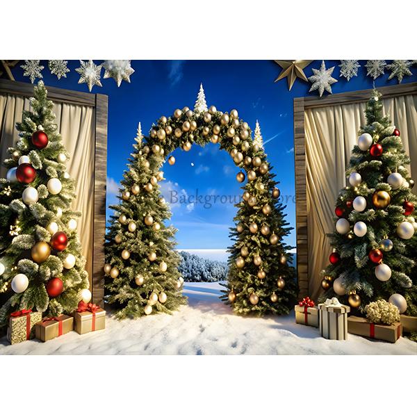 Beenle Christmas Photography Backdrop Xmas Tree Fireplace Gifts Family Party Decor Kids Portrait Background Decor Photo Studio