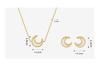 Korean-Inspired Moon White Mother-of-Pearl Jewelry Set: 18K Gold-Plated Titanium Pendant Necklace & Earrings