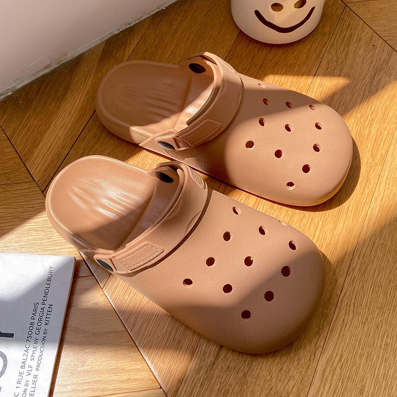 

Новые туфли с отверстиями женские доктор медсестра летние DIY толстоподошвенные дышащие верхняя одежда женские ветровые головки на одно слово крутые тапочки 38/39 коричневый