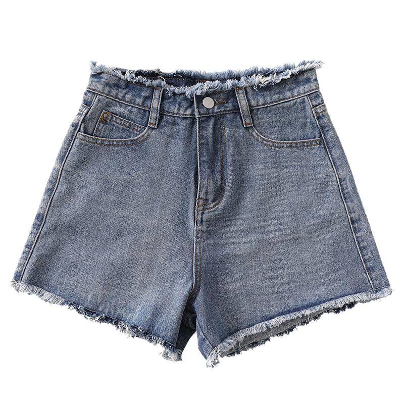 Women's High-Waisted Loose Fit Ripped Denim Shorts - Summer 2026 Korean Style A-Line Trend