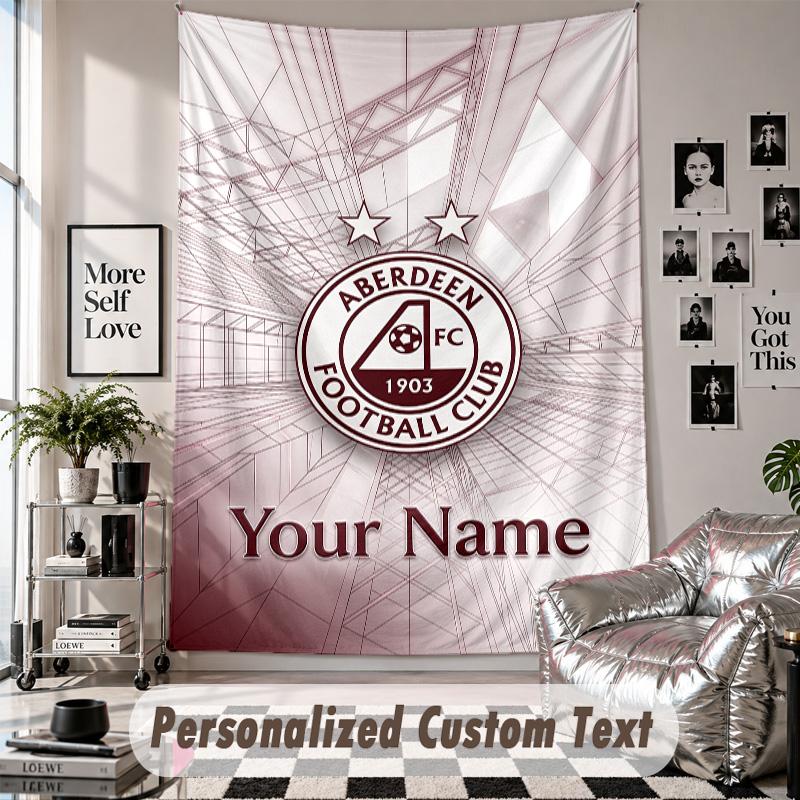 Custom Tapestry Wall Hanging, Aberdeen FC Personalized Name Text Home Wall Decor