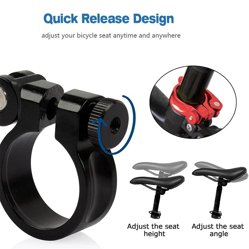Pince de tige de selle de vélo en alliage d'aluminium à dégagement rapide, verrouillage de selle pour vtt 31.8mm 34.9mm