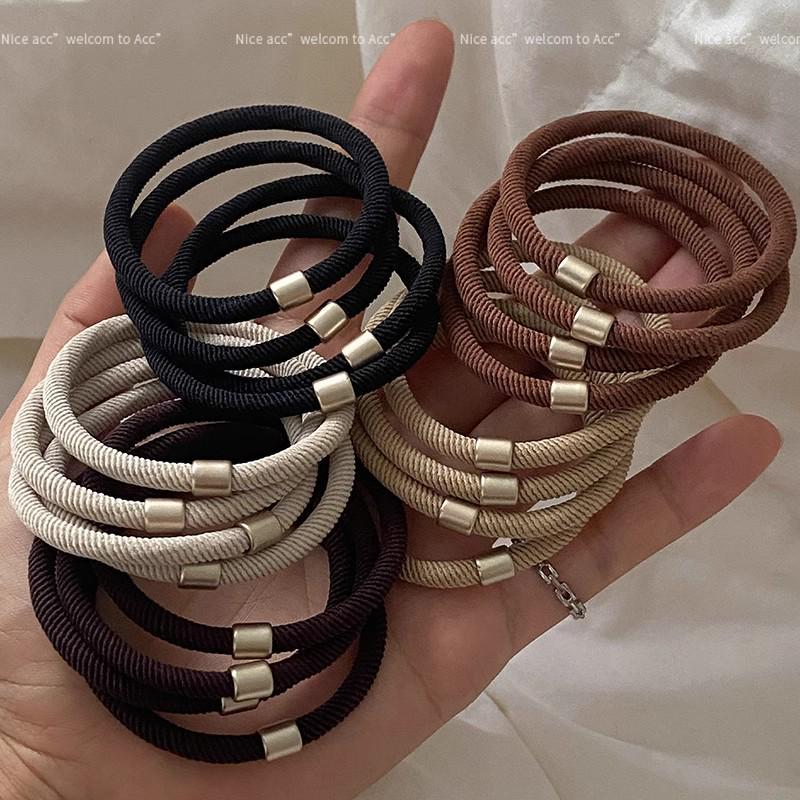 Korean Style High Elasticity Black Hair Tie for Women - Durable, Flexible Rubber Band for Ponytails and Hair Accessories