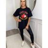 Feeling Berry Good Oversized T Shirt Black Strawberry Print And Text Casual Summer Wear For Women