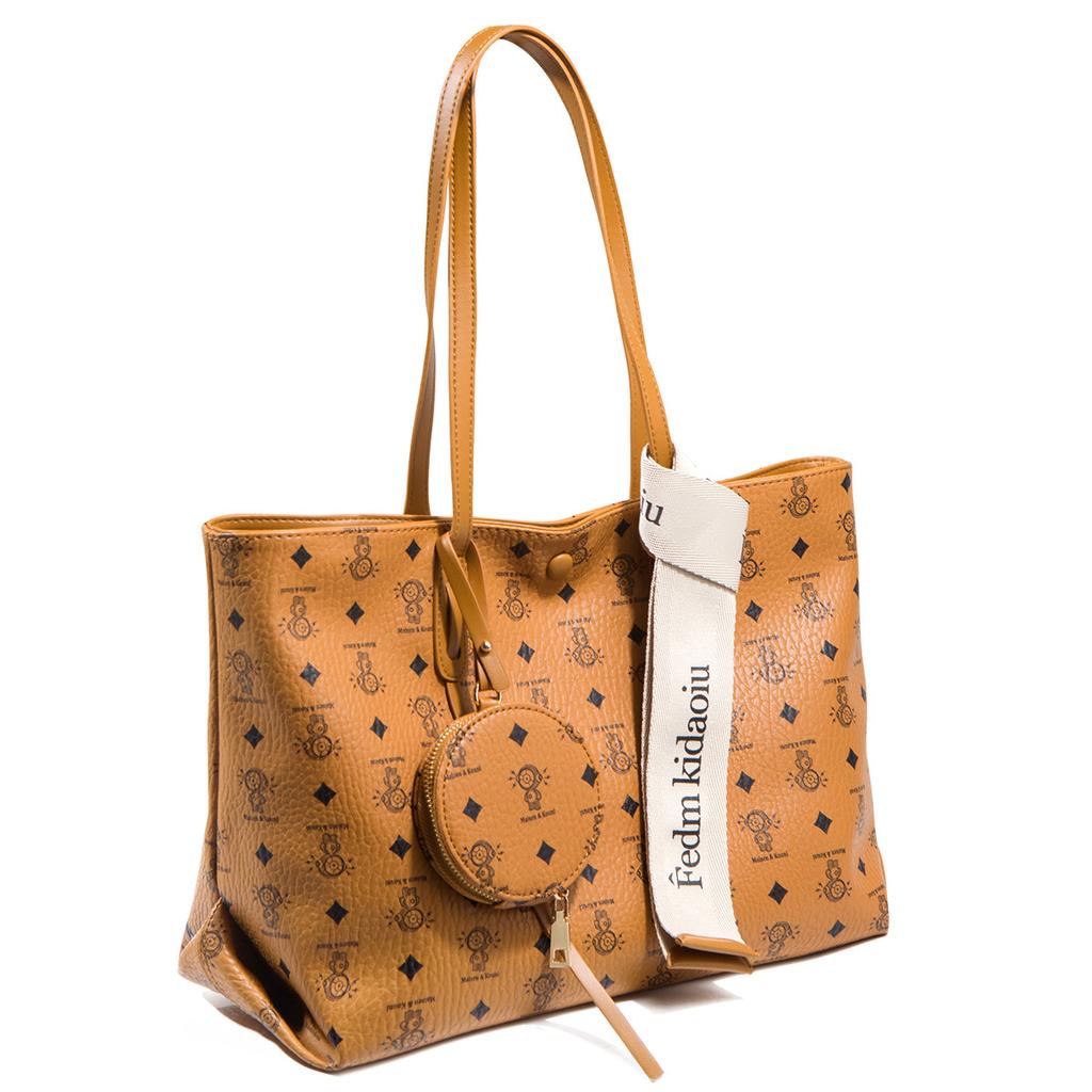 Vintage Large-Capacity Handbag for Foreign Trade, Fashionable Trendy Printed Tote Bag, Commuting Simple Textured Shoulder Bag Wholesale